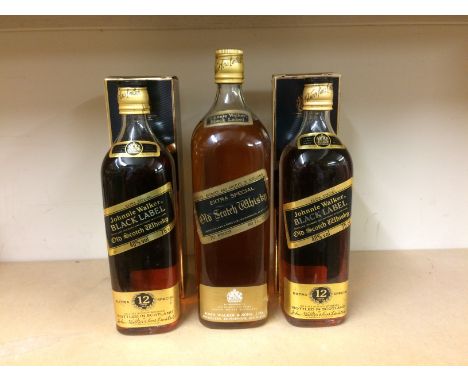 JOHNNIE WALKER BLACK LABEL
Blended Scotch Whisky
40 fl.oz., 70° proof.
JOHNNIE WALKER BLACK LABEL (2)
Blended Scotch Whisky
7