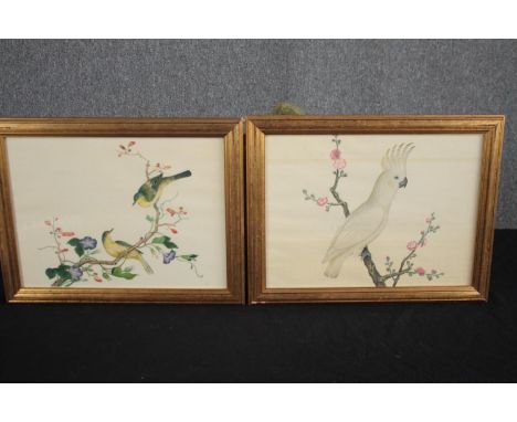 Two coloured lithographic prints. After the original Chien-lung period school works. Framed. H.47 W.36cm. (each) 