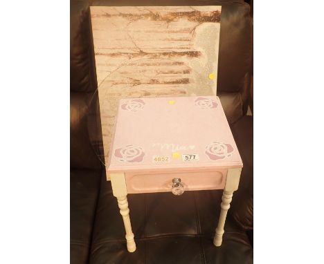 Painted child's single drawer table, light up canvas etc. Not available for in-house P&amp;P, contact Paul O'Hea at Mailboxes