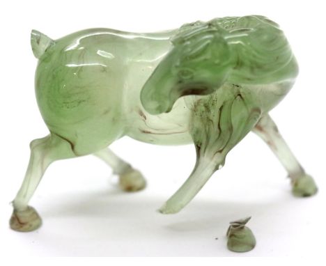 A late 19th / early 20th century Chinese glass horse. P&amp;P Group 2 (£18+VAT for the first lot and £3+VAT for subsequent lo