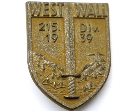 WWII German 215th Infantry Div West Wall Hat Badge. P&amp;P Group 1 (£14+VAT for the first lot and £1+VAT for subsequent lots