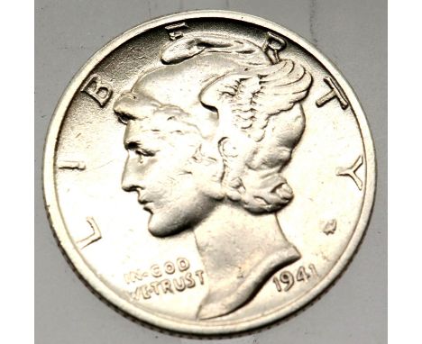 1941 USA - Silver Mercury Dime. P&amp;P Group 1 (£14+VAT for the first lot and £1+VAT for subsequent lots) 