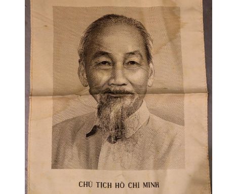 Vietnam War Era Fabric Ho Chi Minh Portrait. Every house and hut had to display his picture. The fabric ones were for the pro