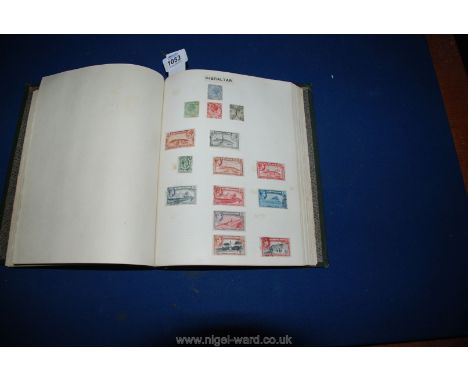 A Green Wonder Stamp Album, British Empire and Commonwealth mix Queen Victoria to George VI, interesting material with little