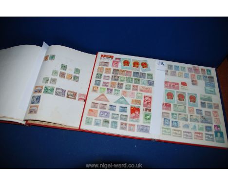 A Red Stock Book of world mix, well filled with particular interest in India, Great Britain and French colonies, together wit