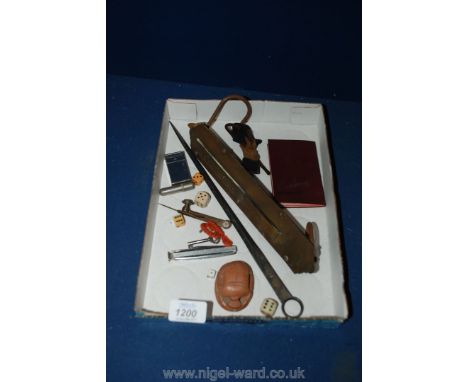 Miscellaneous items to include a 20 lb Salters Spring balance Scales, plated continental Silver Meat Skewer, Gordon's Gin Coc