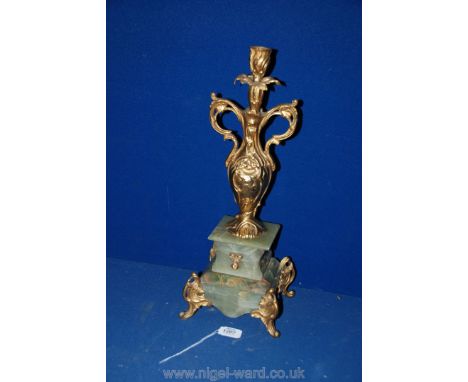 An onyx and ormolu Candlestick, 18 1/4'' tall.