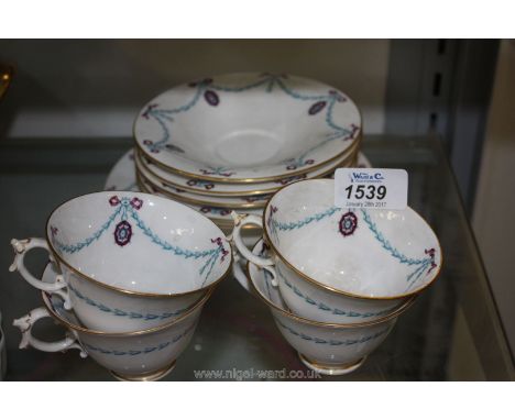 A small part Teaset with burgundy and turquoise decoration by Royal Worcester