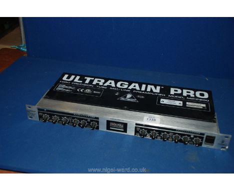A Behringer model Mic 2200 High-Precision Tube Mic/Line Pre-amplifier, being two channel with valve vacuum ultragain stage, m