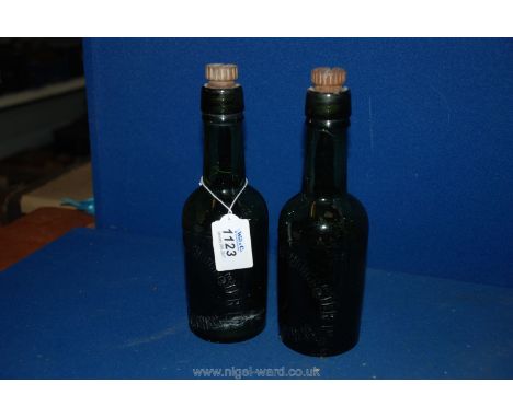 A Pair of Vintage Green Glass Soda Bottles with Stoppers - Charles Edwards Worcester Ltd Ross-on-Wye.