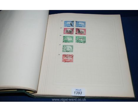 A green Schambek Stamp Album of British Empire and Commonwealth  GVI to QEII, including Burma, Hong Kong, Kuwait overprints, 