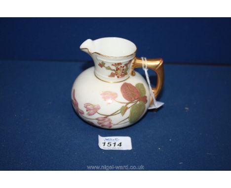 A Royal Worcester ivory Jug, decorated with cyclamen flowers