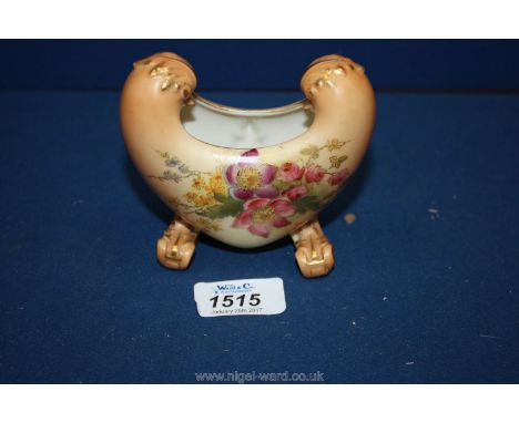 A Royal Worcester blush ivory Heart shaped Vase with floral decoration