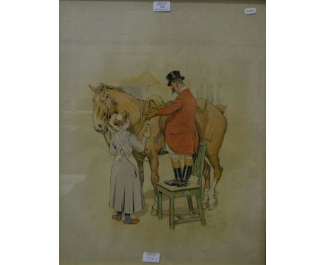 After Algernon Stewart, Last but not Least, hand coloured print, 44cm x 59cm and another, The Start, (2).