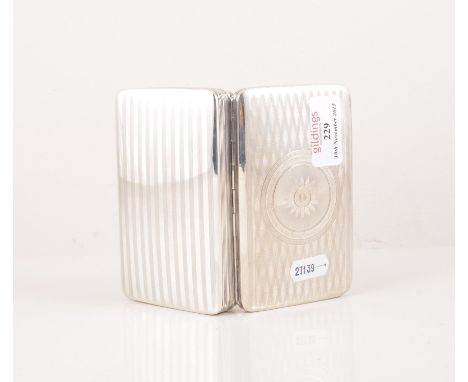 Dutch silver tobacco box, cushioned rectangular shape with engine turned decoration, width 12cm.