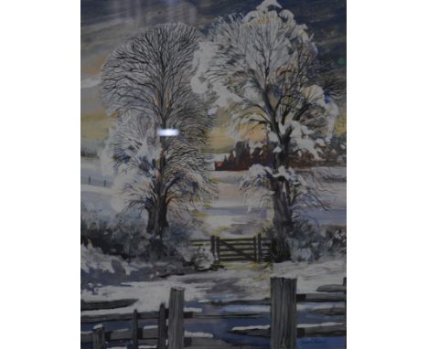 Gordon Toach, Winter Landscape, signed, gouache, 40cm x 30cm. Purchased Leicestershire Sketch Club