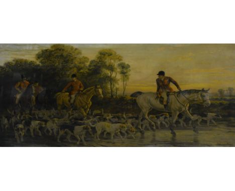 After Enrique Serra, Lake Scenes at Dusk, a pair, colour prints, 41cm x 80cm, Hunting print, reproduction map etc.