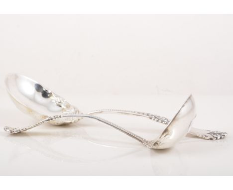 American sterling silver serving spoon, circa 1900 with a matching ladle and a set of six tea knives, stainless steel blades,