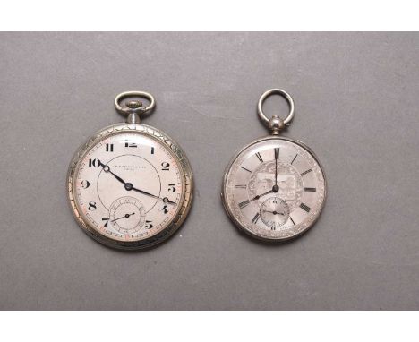 A Tissot silver open face pocket watchCirca 1936, 15 jewel bridge plate movement, stem wind and set, silver dial with black A