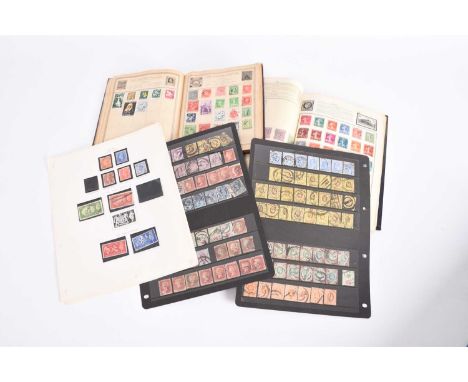 Stamps, share certificates and bank notes; an accumulation of stamps on and off paper in packets plus 2 albums and a small qu