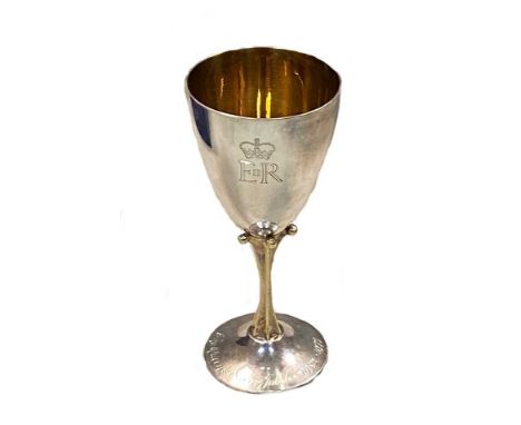 mark of Mappin &amp; Webb, Sheffield 1977, Jubilee marked, of traditional form, the bowl engraved with the Royal cypher and g