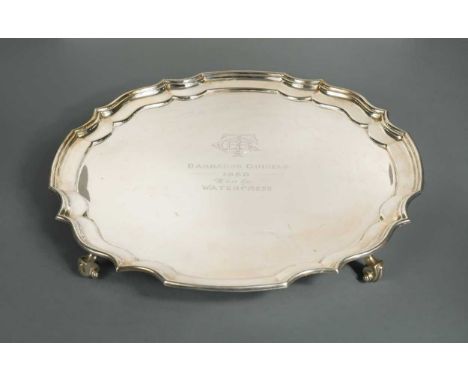 mark of J. B. Chatterley &amp; Sons Ltd., Sheffield 1949, 'Chippendale' style, the field with presentation engraving, raised 