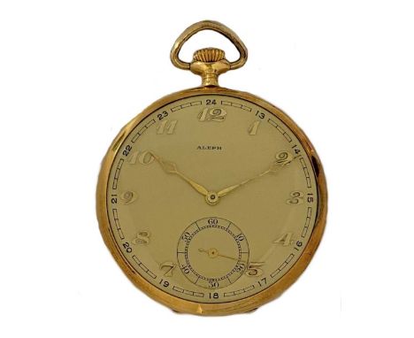 circa 1935, the signed cream coloured dial, 42mm diameter, with gold coloured Arabic numerals, gold coloured cathedral hands,