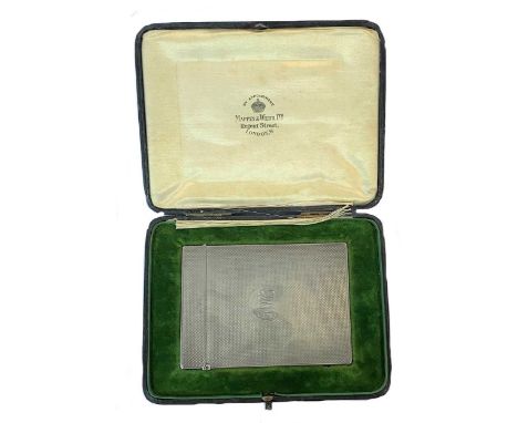 mark of Mappin &amp; Webb, Birmingham 1913, of traditional rectangular form, decorated all over with engine turned engraving 