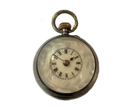 circa 1930, the unsigned cream coloured dial, 25mm diameter, with miniature black Roman numerals, each spaced with a gold col