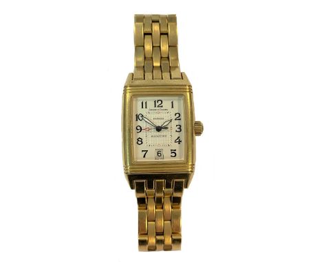 circa 2008, model 290.1.60, the signed rectangular white dial, 20mm wide, with hobnail centre, black Arabic numerals, luminou
