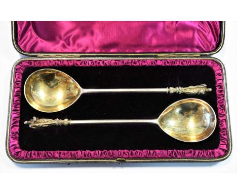 mark of John Aldwinckle &amp; Thomas Slater, London 1885, each with a gilded fig shaped bowl, the stem hexagonal in cross-sec