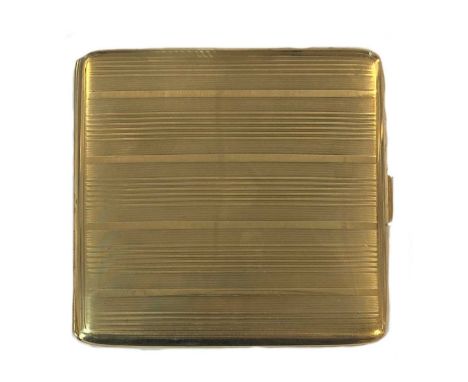 mark of Adie Brothers Ltd, Birmingham 1927, of square form, piano hinge and push button release, decorated on both sides with