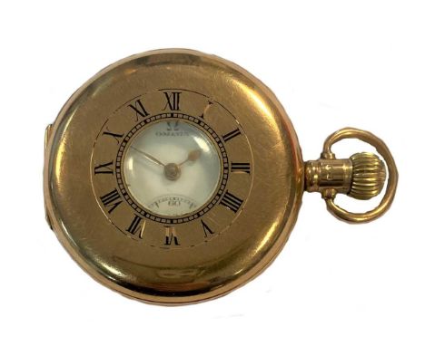circa 1924, spring-loaded outer cover hinged at 9 o'clock, with blue enamel Roman numerals and inner chemin de fer chapter ri