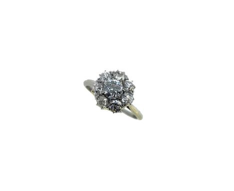 claw set old European cut diamond, approximate diameter 4.8mm, estimated approximate weight 0.45ct, surrounded by seven claw 