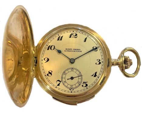 circa 1920, the signed cream coloured dial, 38mm diameter, with black Arabic numerals, blued spade hands and chemin de fer ch