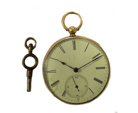 circa 1880, the white dial, 42mm diameter, with black Roman numerals, blued spade hands, subsidiary seconds register at 6 o'c