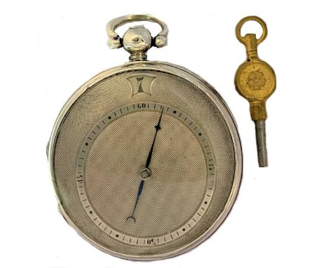 circa 1843, the silvered engine turned dial, 40mm diameter, with oversized central minutes indicator and digital hour apertur