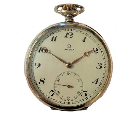 circa 1910, the signed white dial, 40mm diameter, with black Arabic numerals, gold coloured moon hands, subsidiary seconds re