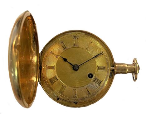 circa 1805, outer case lacking, unsigned gold coloured dial with engine turned inner, 40mm diameter, with gold coloured appli