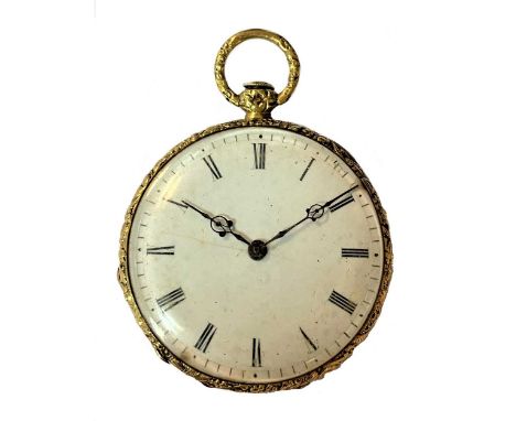 the watch, circa 1880, with unsigned white dial, 36mm diameter, black Roman numerals, blued decorative hands and chemin de fe
