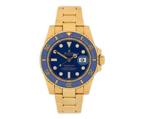 circa 2008, model 116618, serial number V287224, the signed circular blue dial, 30mm diameter, with luminous circular and rec