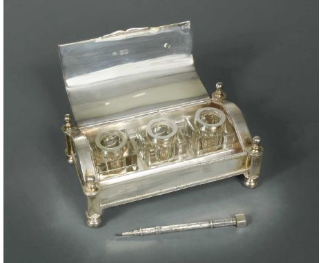 mark of Carrington &amp; Co., (John Bodman Carrington), London 1899, of rectangular form with beaded edge, each corner a pill