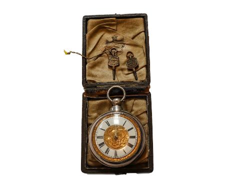 A silver pair cased verge pocket watch, dial signed, ''keep me clean and use me well''Movement is not signed, winding smoothl