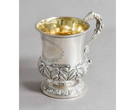 A William IV Silver Christening-Mug, Possibly by Edward Edwards, London, 1830, tapering cylindrical, the lower body chased wi