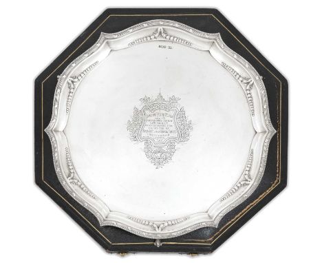 An Edward VII Silver Salver,by Roberts and Belk, Sheffield, 1903, Retailed by B. Petersen and Co., Christchurch, New Zealand,