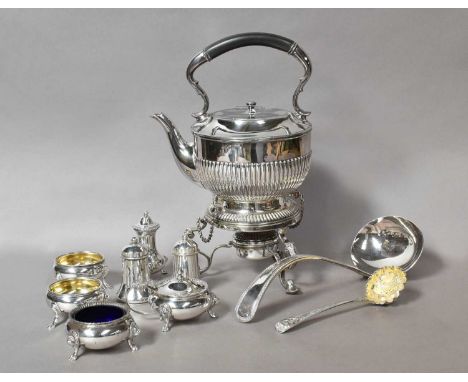 A Collection of Assorted Silver and Silver Plate, the silver comprising: a three-piece condiment-set, by by Manoah Rhodes and