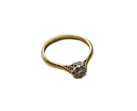 A diamond solitaire ring, stamped '18CT&amp;PLAT', finger size JGross weight 2.2 grams.
