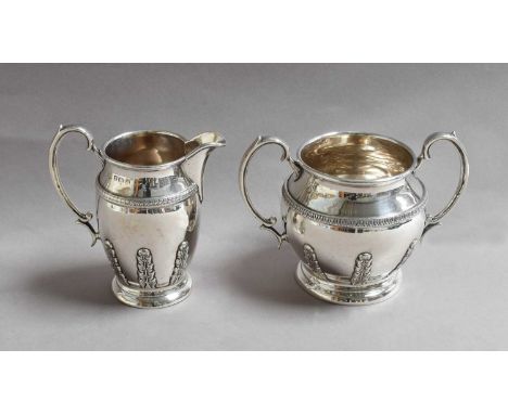 A George V Silver Cream-Jug and Sugar-Bowl, by Alexander Clark and Co. Ltd., Birmingham, 1913, each tapering and applied with