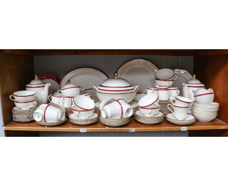 Minton dinner service in the Saturn design, including tureen, coffee pots, sauce boats, serving dishes, etc (one shelf) 