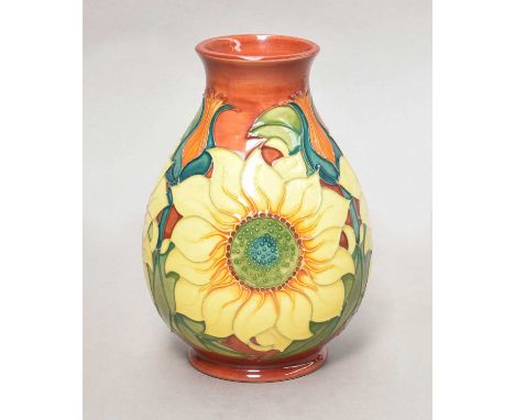 Moorcroft pottery sunflower pattern vaseGood condition. No damage or restoration. Free from crazing. 19cm